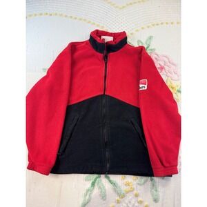 Vintage Marlboro Unlimited Fleece Jacket Red Black Colorblock Zip Up Mens Medium